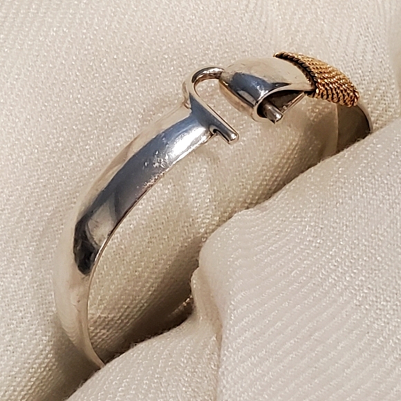 Trade Winds Jewelry - Island Hook Bracelet. Handmade in Sterling Silver with 14K Yellow Gold Vermial